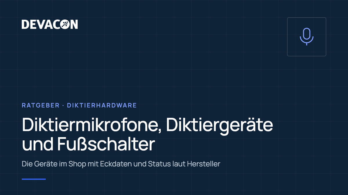Titelgrafik Ratgeber: Diktiermikrofone, Diktiergeräte und Fußschalter im Vergleich