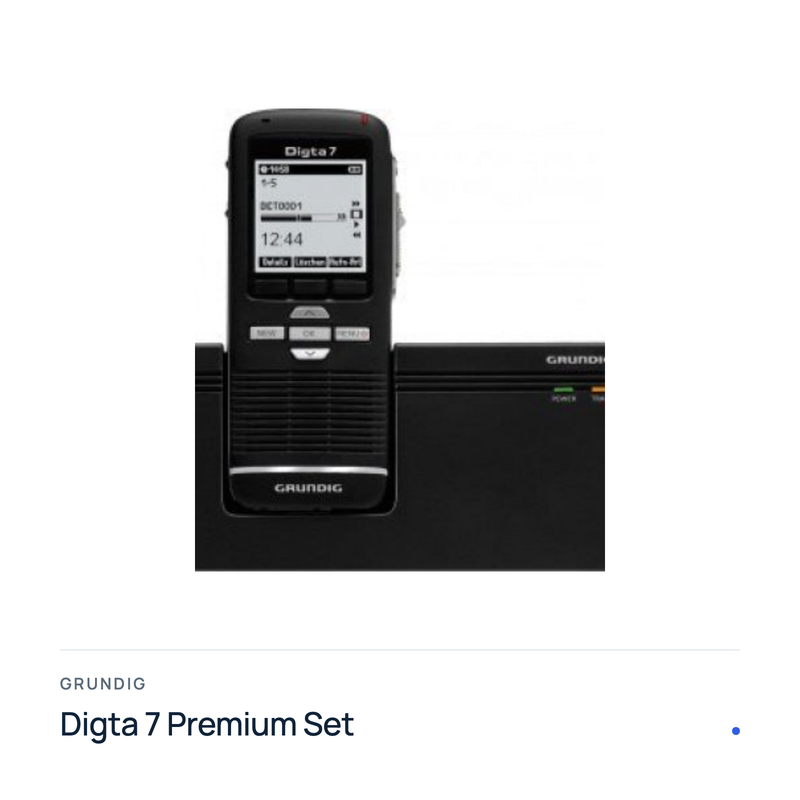 Grundig Digta 7 Diktiergerät mit Dockingstation, Produktfoto mit Typenbezeichnung