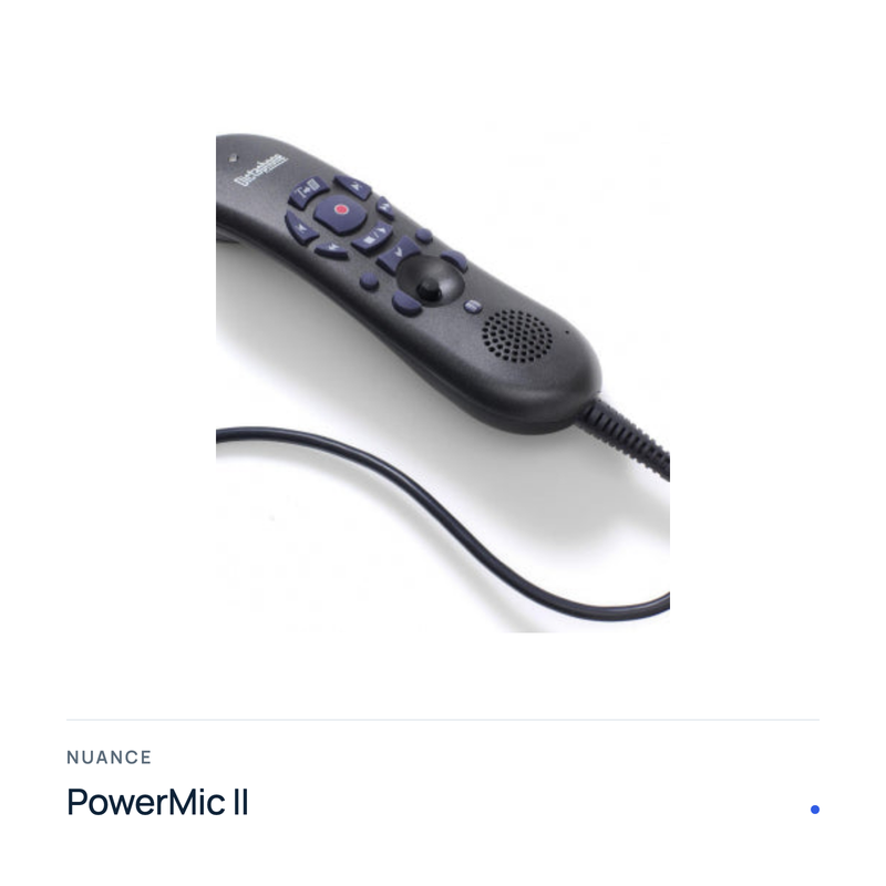 Nuance PowerMic II USB dictation microphone, product photo with model name