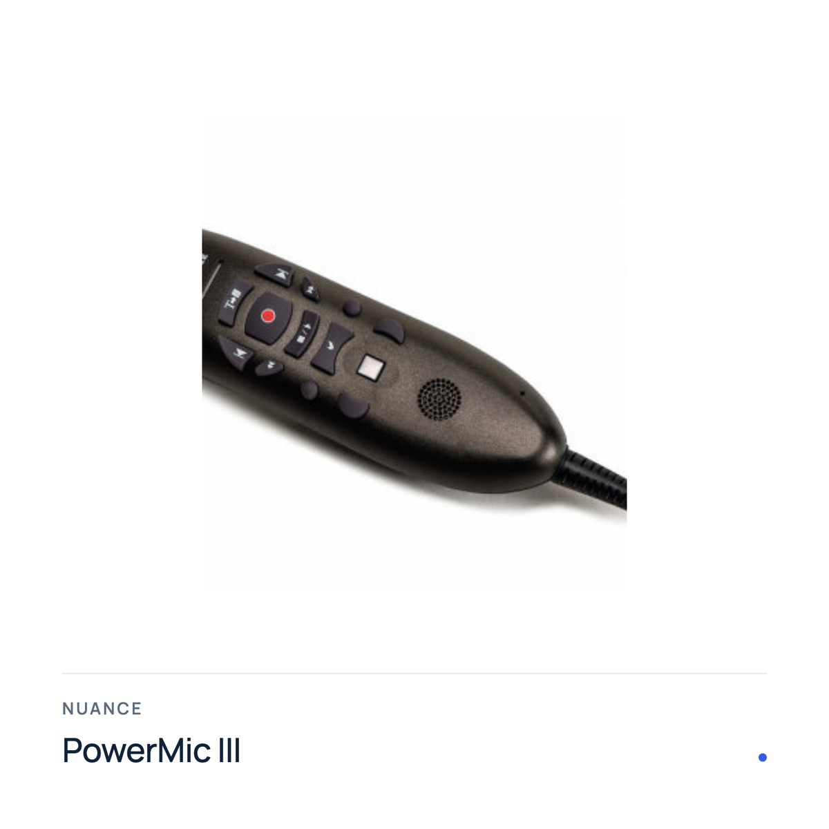 Nuance PowerMic III USB-Diktiermikrofon, Produktfoto mit Typenbezeichnung