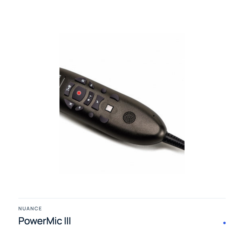 Nuance PowerMic III USB-Diktiermikrofon, Produktfoto mit Typenbezeichnung