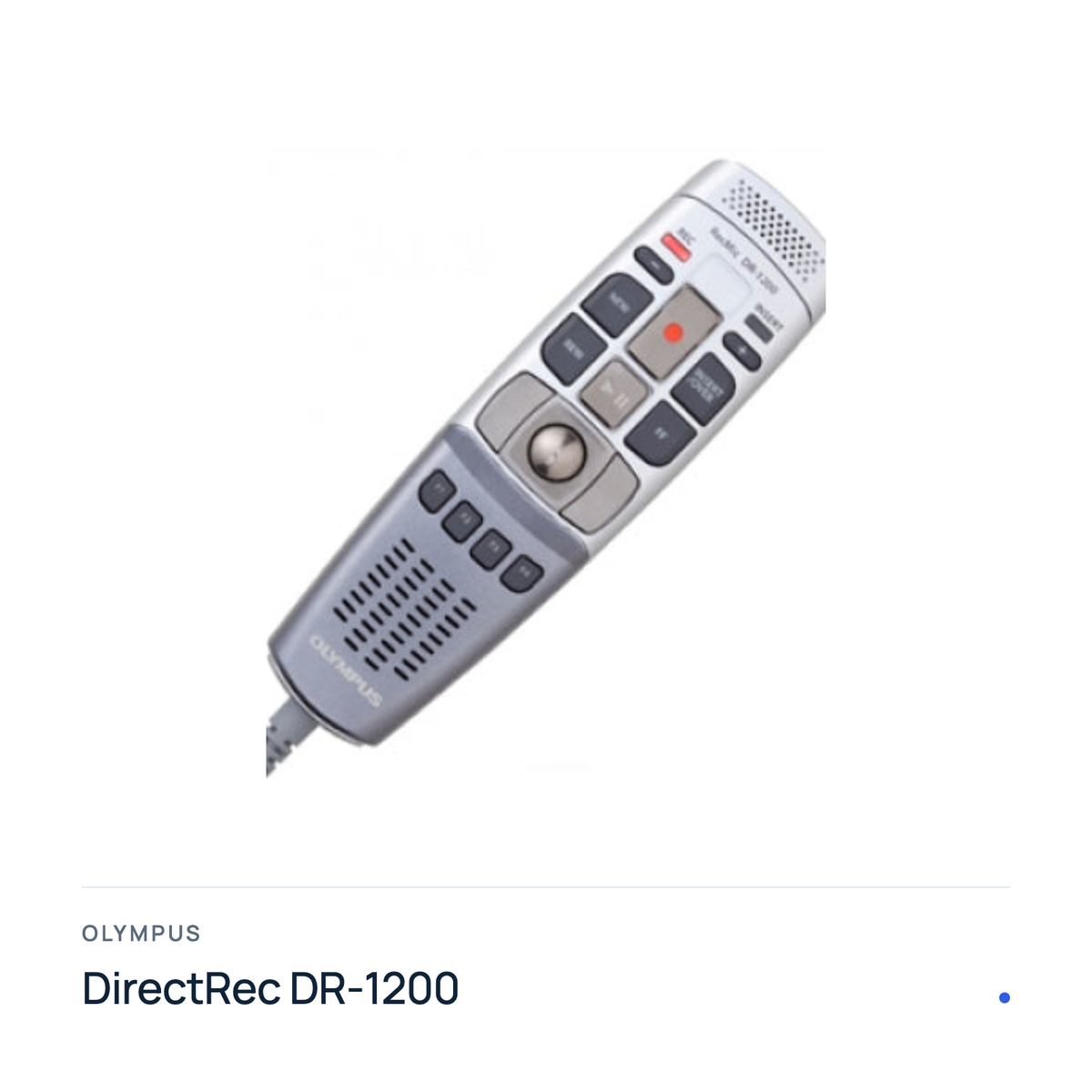 Olympus DirectRec DR-1200 USB-Diktiermikrofon mit Trackball, Produktfoto mit Typenbezeichnung