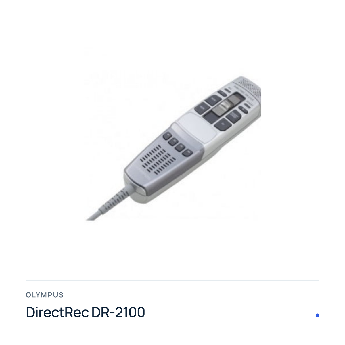 Olympus DirectRec DR-2100 USB-Diktiermikrofon, Produktfoto mit Typenbezeichnung