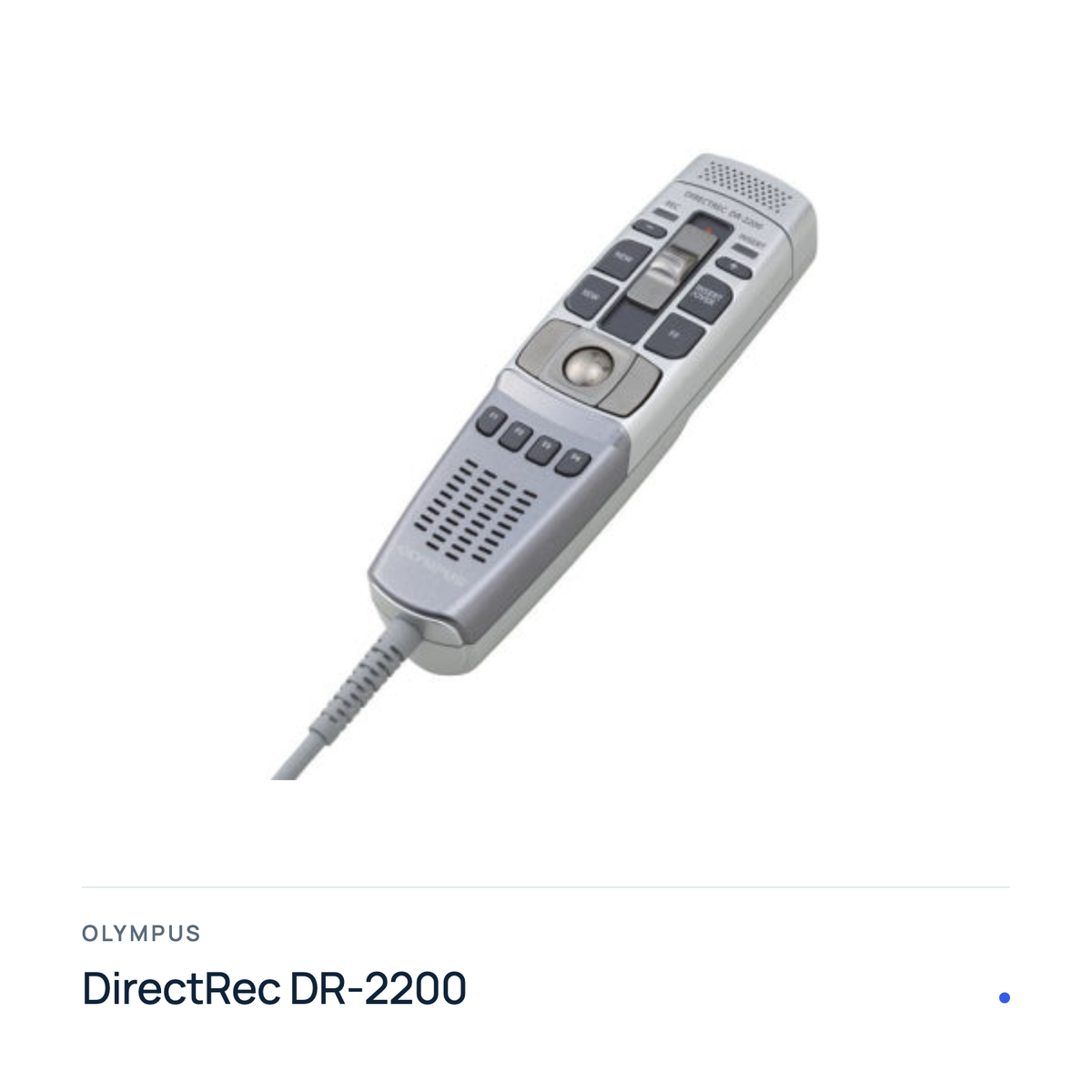Olympus DirectRec DR-2200 USB-Diktiermikrofon mit Trackball, Produktfoto mit Typenbezeichnung