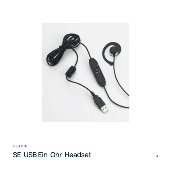 SE-USB Ein-Ohr-Headset mit USB-Stecker, Produktfoto mit Typenbezeichnung