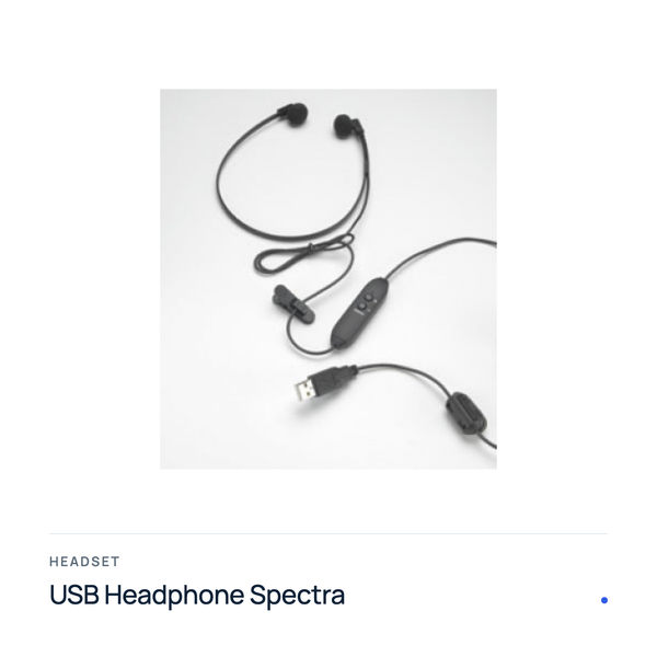 USB Headphone Spectra Headset mit USB-Stecker, Produktfoto mit Typenbezeichnung