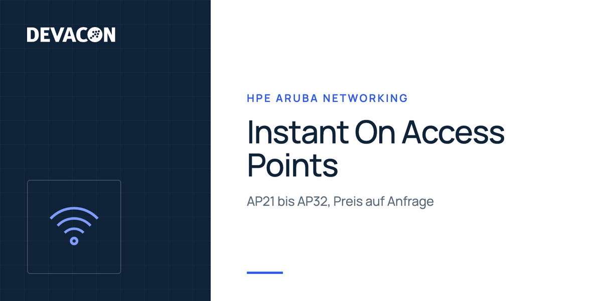 HPE Aruba Networking Instant On Access Points: Produktgrafik von DEVACON mit Hersteller und Serie