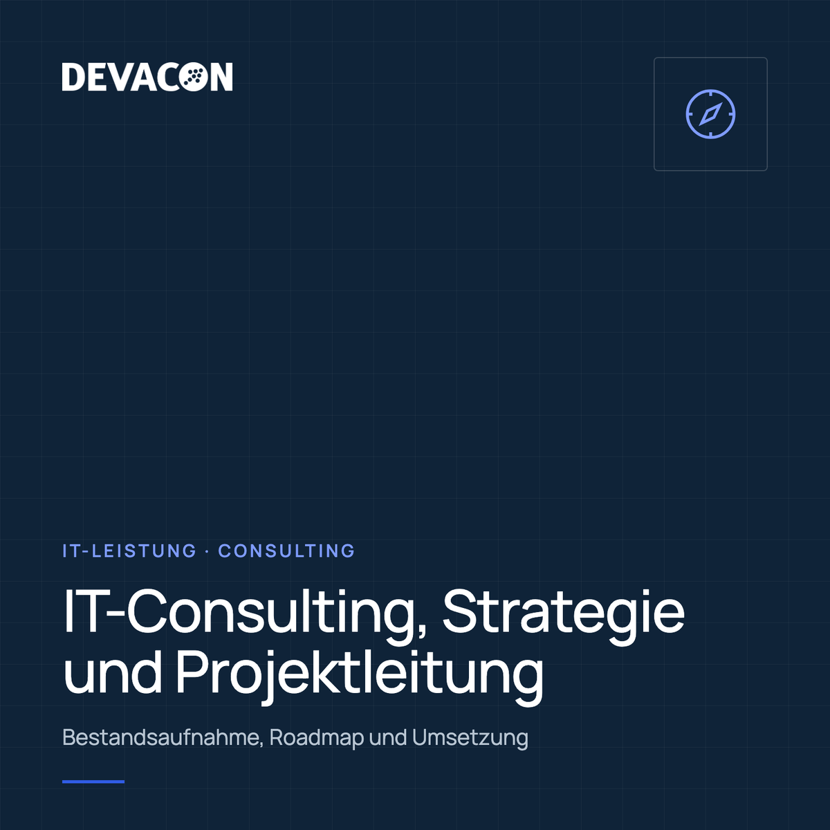 IT-Consulting, Strategie und Projektmanagement, Titelgrafik der IT-Leistung von DEVACON