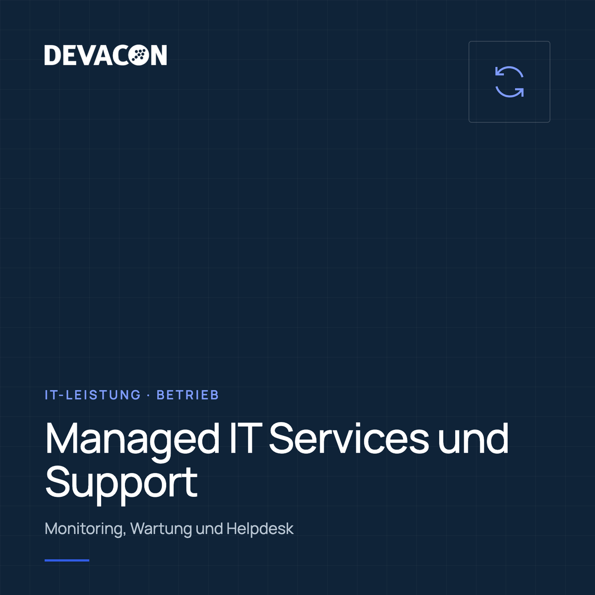 Managed IT Services and Support, title graphic of the DEVACON IT service