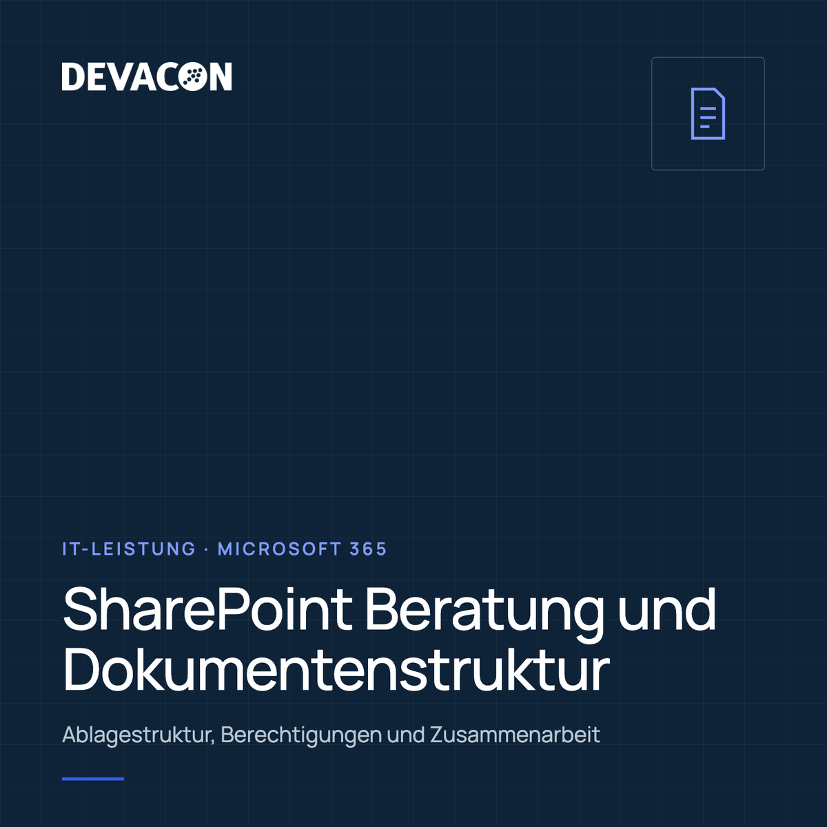 SharePoint Beratung und Dokumentenstruktur für Unternehmen, Titelgrafik der IT-Leistung von DEVACON