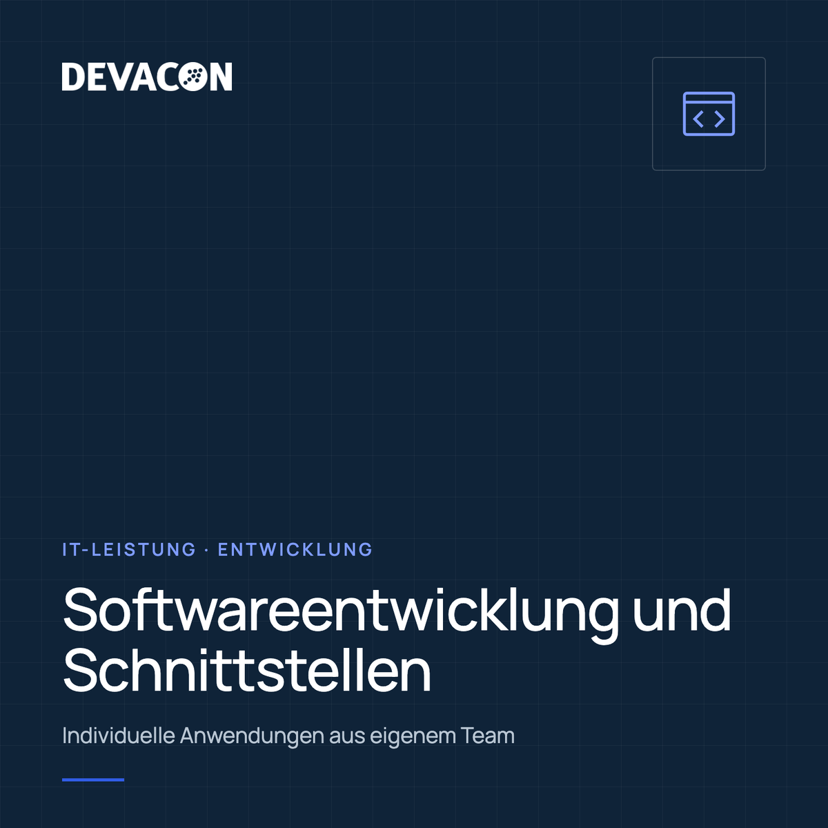 Softwareentwicklung und Schnittstellen, Titelgrafik der IT-Leistung von DEVACON