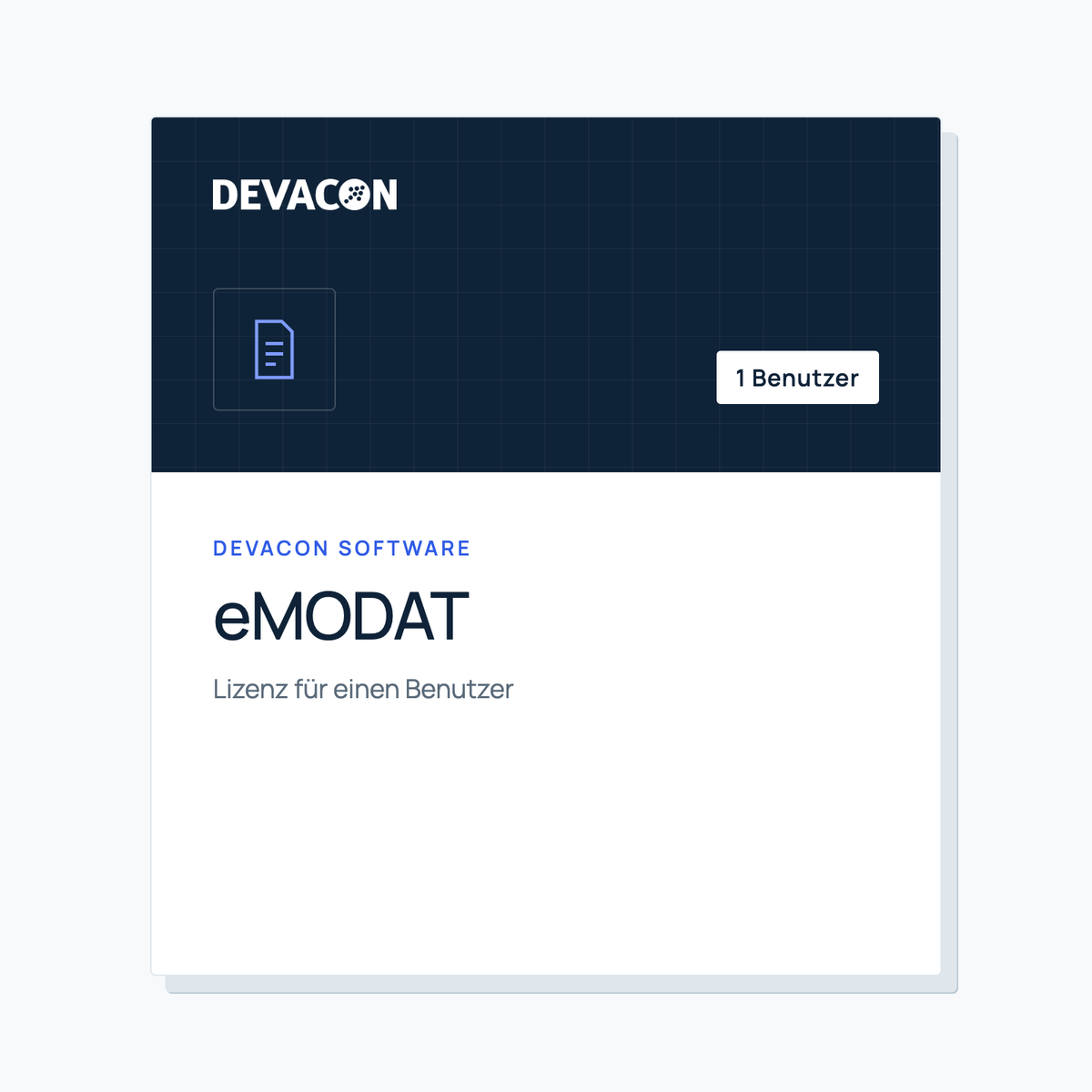 eMODAT licence for one user: title graphic of the DEVACON dictation software