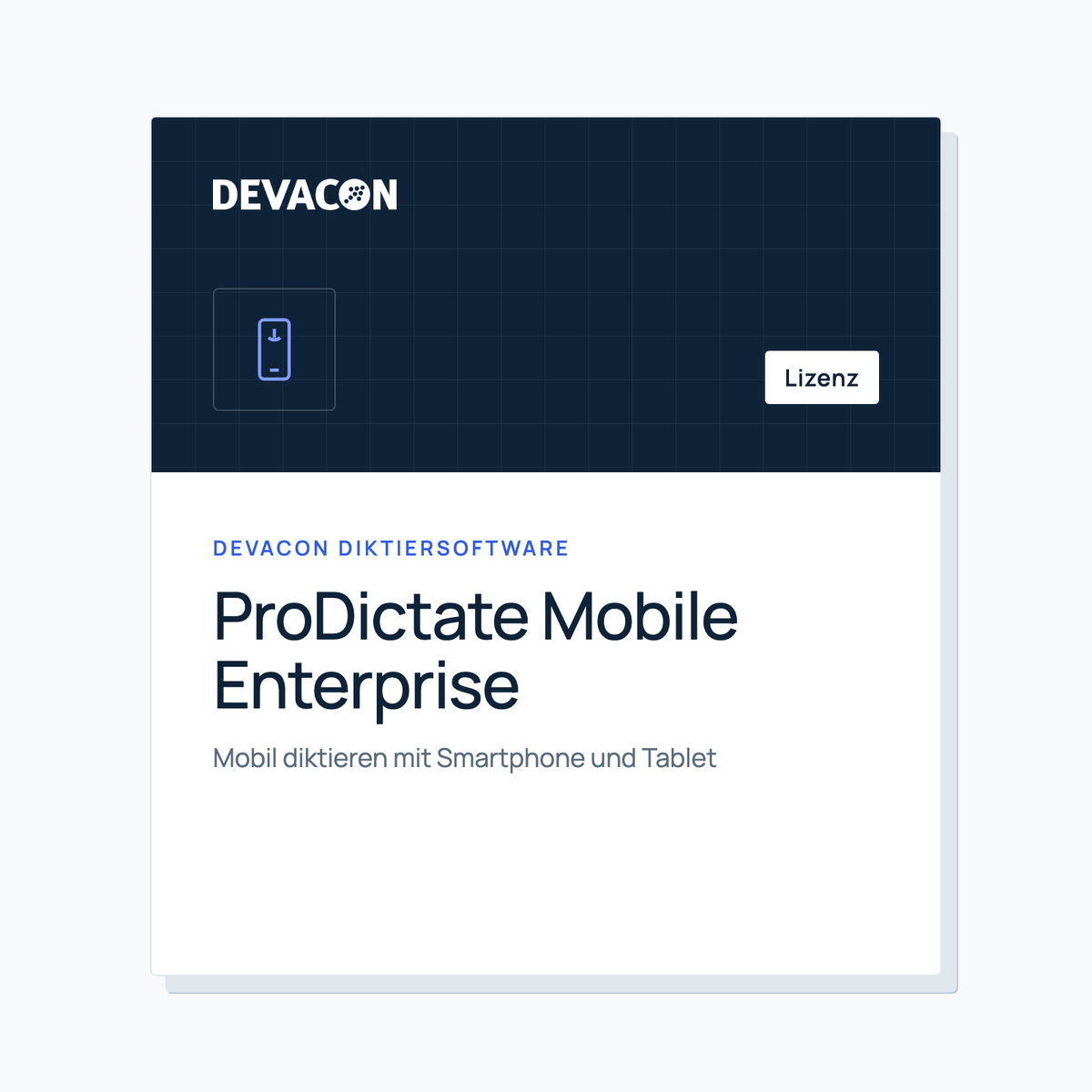 ProDictate Mobile Enterprise: title graphic of the DEVACON dictation software