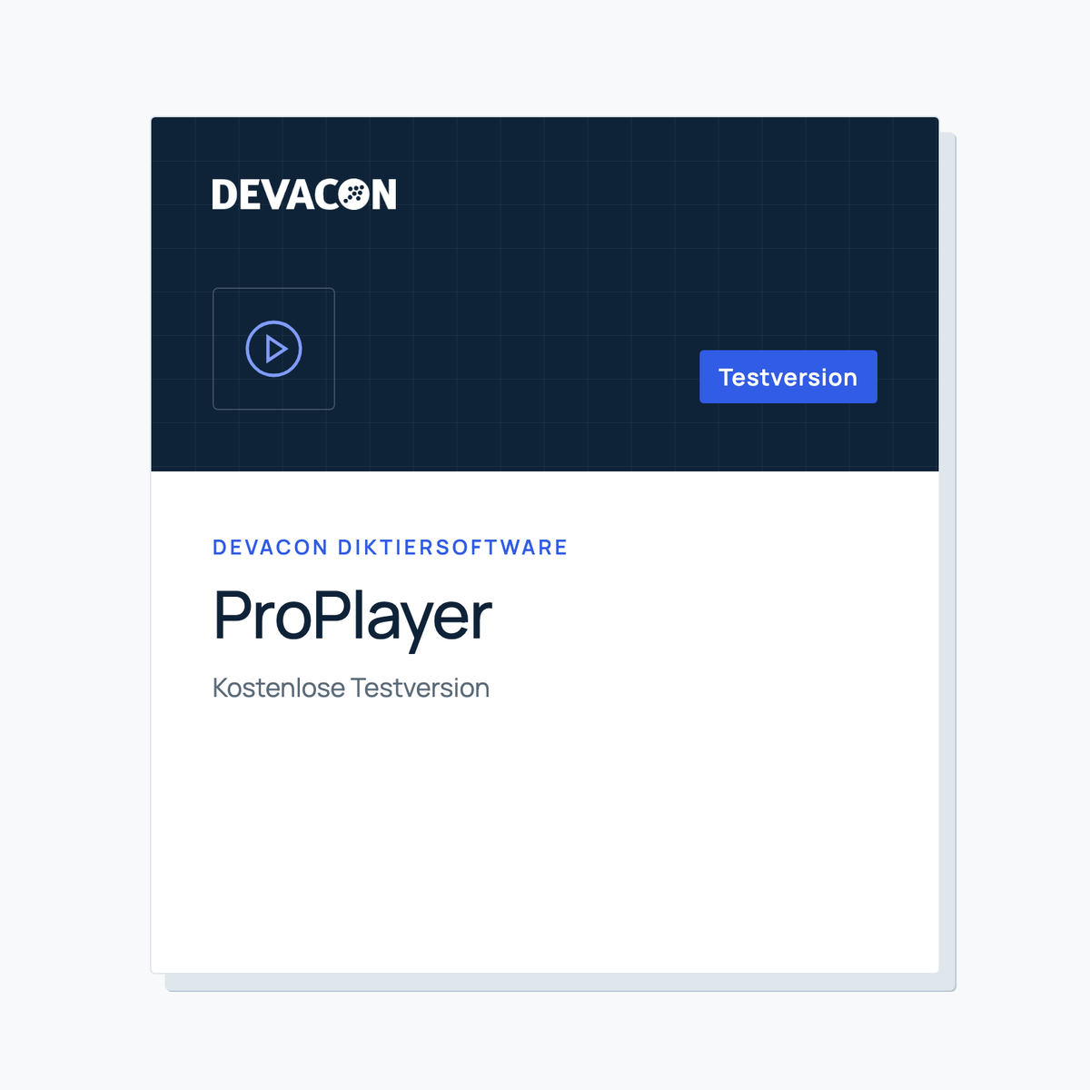 ProPlayer Testversion: Titelgrafik der DEVACON Diktiersoftware
