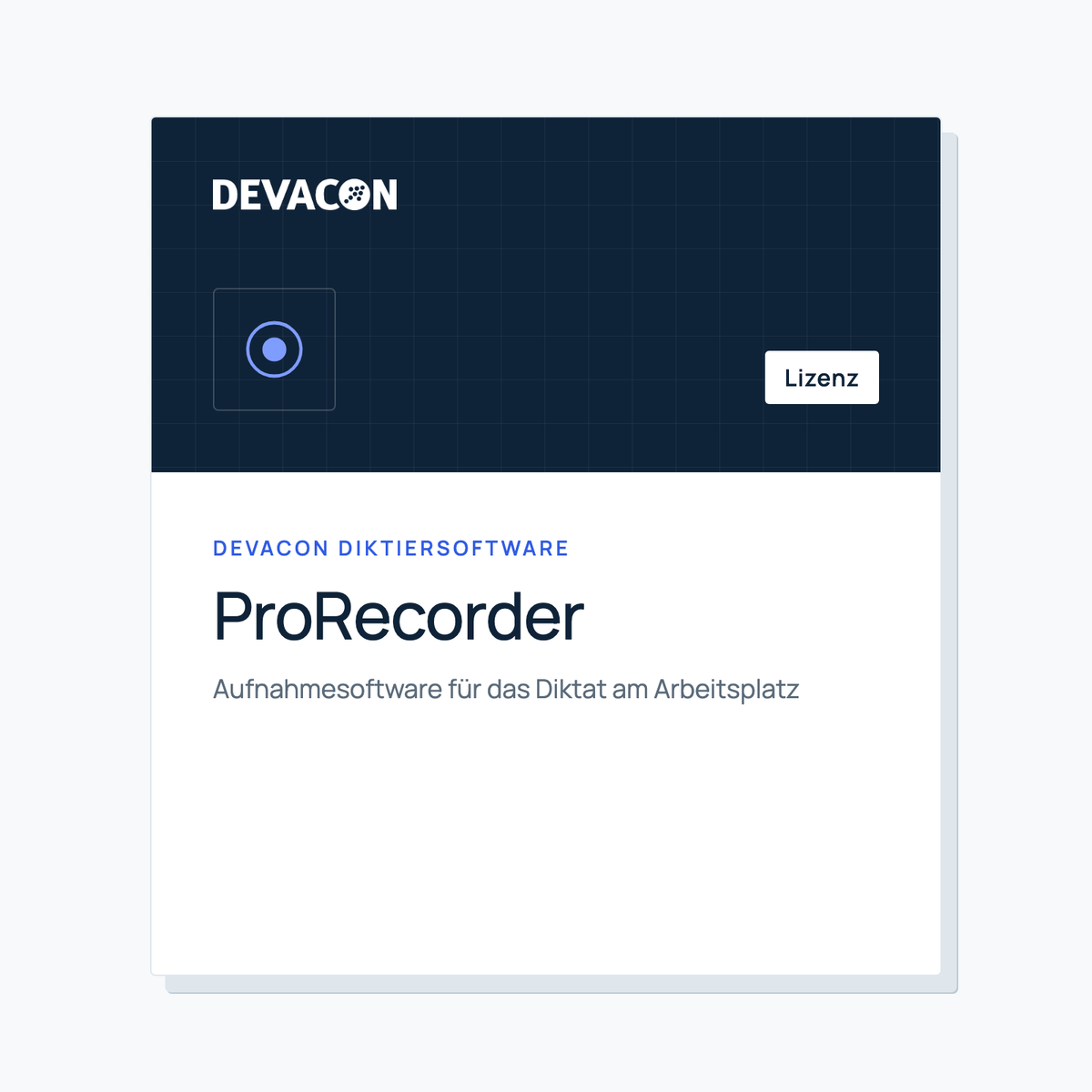 ProRecorder: title graphic of the DEVACON dictation software