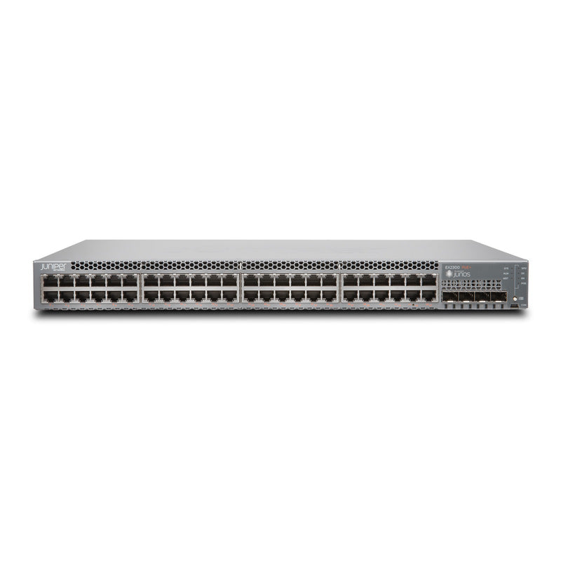 Juniper EX2300 Ethernet Switch, Herstellerfoto Juniper Networks (Vorderseite schräg)
