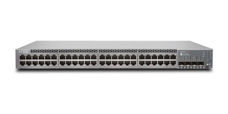 Juniper EX2300 Ethernet Switch: EX2300-48P, Herstellerfoto Juniper Networks, Vorderseite schräg von oben