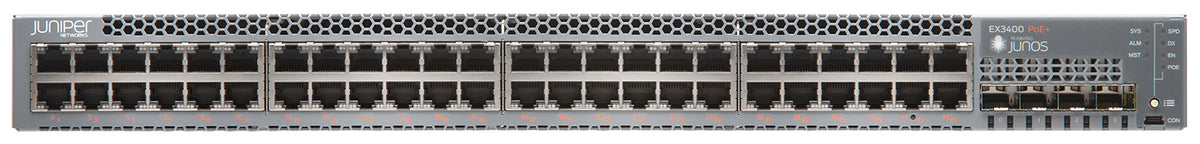 Juniper EX3400 Ethernet Switch, manufacturer photo Juniper Networks (front)