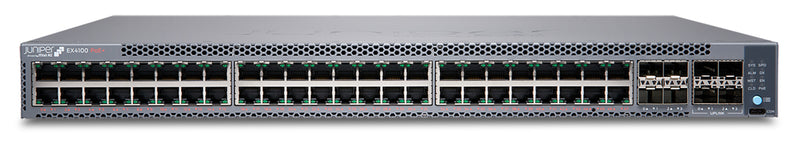 Juniper EX4100 Ethernet Switch, manufacturer photo Juniper Networks (front, angled)