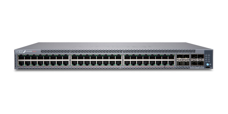 Juniper EX4100 Ethernet Switch: EX4100-48P, manufacturer photo Juniper Networks, front at an angle from above