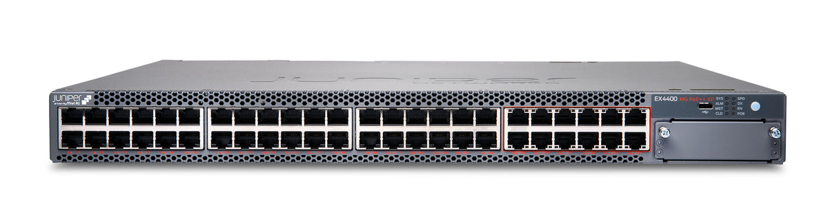 Juniper EX4400-48MXP Multigigabit Switch, Vorderansicht schräg von oben