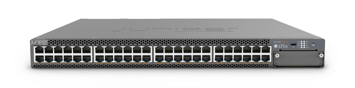 Juniper EX4400-48P Switch, Vorderansicht schräg von oben