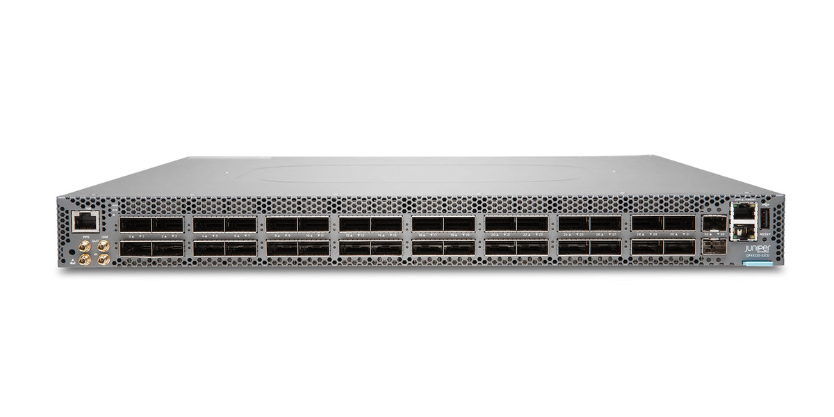 Juniper QFX5220-32CD Switch, Vorderansicht schräg von oben