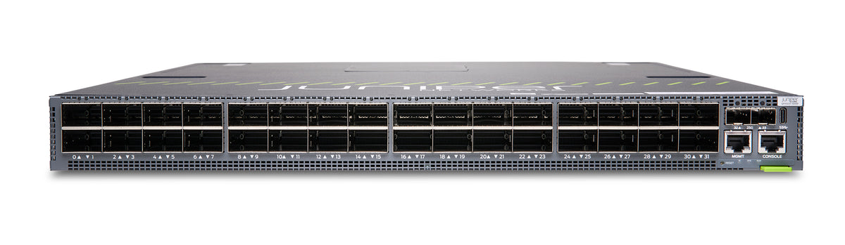 Juniper QFX5241-32OD Switch, Vorderansicht schräg von oben