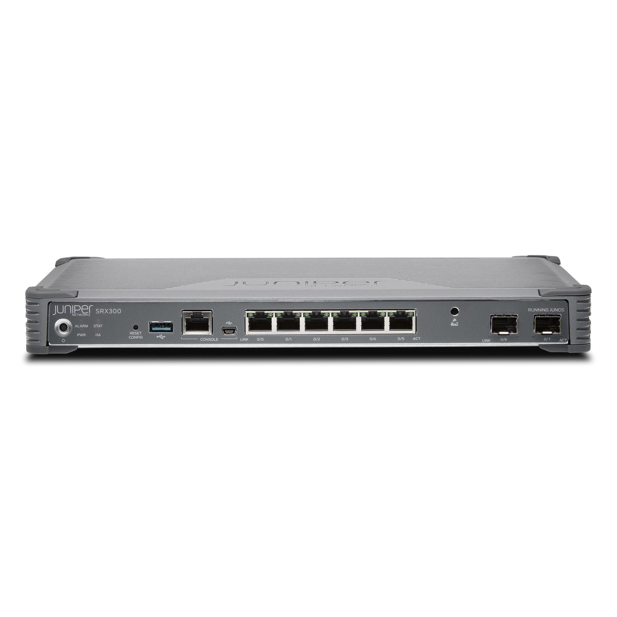 Juniper SRX300 Firewall, Herstellerfoto Juniper Networks (Vorderseite schräg)
