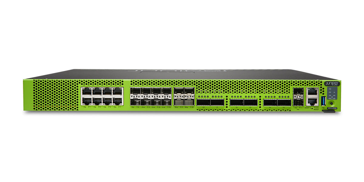 Juniper SRX4300 Firewall, front view at an angle from above