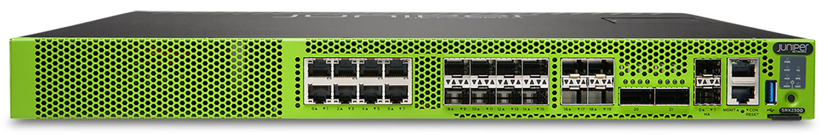 Juniper SRX2300 Firewall, Vorderansicht schräg von oben