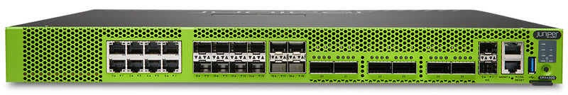 Juniper SRX4300 Firewall, front view at an angle from above