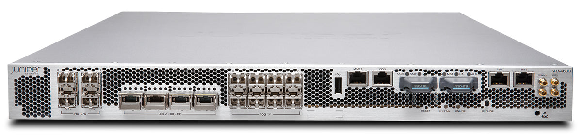 Juniper SRX4600 Firewall, front view at an angle from above